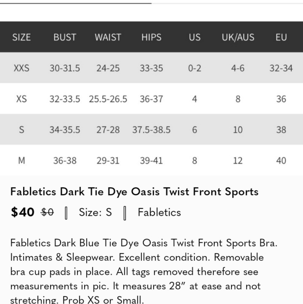 Fabletics NWT L Oasis Twist Front Sports Bra Tie Dye - Picture 3 of 3